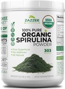 Zazzeeの有機性Spirulinaの粉、2.2ポンド(1 KG)、USDAは、303のサービング、Kosher、100%の純粋、非放射状、Messなしの広い口の容器、新しい臭いおよびニュートラルの好み、非GMO、グルテンフリーに与えます