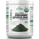 Zazzeeの有機性Spirulinaの粉、2.2ポンド(1 KG)、USDAは、303のサービング、Kosher、100%の純粋、非放射状、Messなしの広い口の容器、新しい臭いおよびニュートラルの好み、非GMO、グルテンフリーに与えます