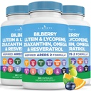 Bilberry、Lutein、Zeaxanthin、Lycopene、Resveratrol、ブドウの種エキスの亜麻仁- AREDS 2-180のカプセルが付いている目の健康のビタミン