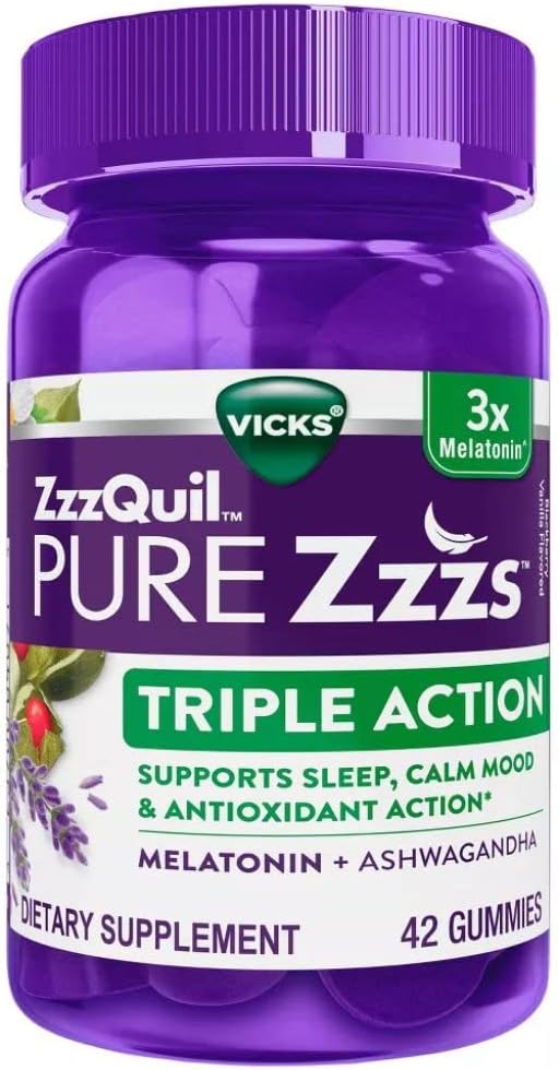 ZzzQuilの純粋なZzzsの三重行為のGummy Melatoninの睡眠の補足、21の計算(2のパック、42.0の計算)