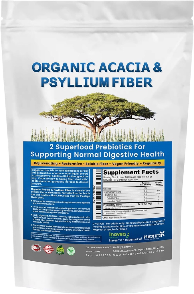 Acacia及びPsylliumの殻繊維の粉2の有機性Soluble繊維の消化管のResoringの腸。 有機サイリウムハスク&有機アカシアパウダーIBS、リーキーガット1.5イブ(24oz)