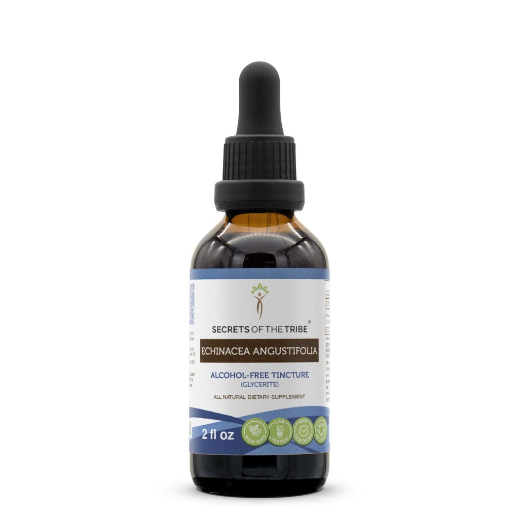 Tribe Echinacea Angustifolia Tinctureアルコールフリー液体エキスの秘密、責任ある農場でEchinacea Angustifoliaドライルート(2FL OZ)