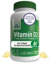 健康スロー栄養ビタミンD3 5000iu 360ミニソフトジェル 最大給餌用 | 125mcg Cholecalciferol | 3rd Party Test | Non-GMO USP オーガニックエボOグレード | 免疫健康サポート
