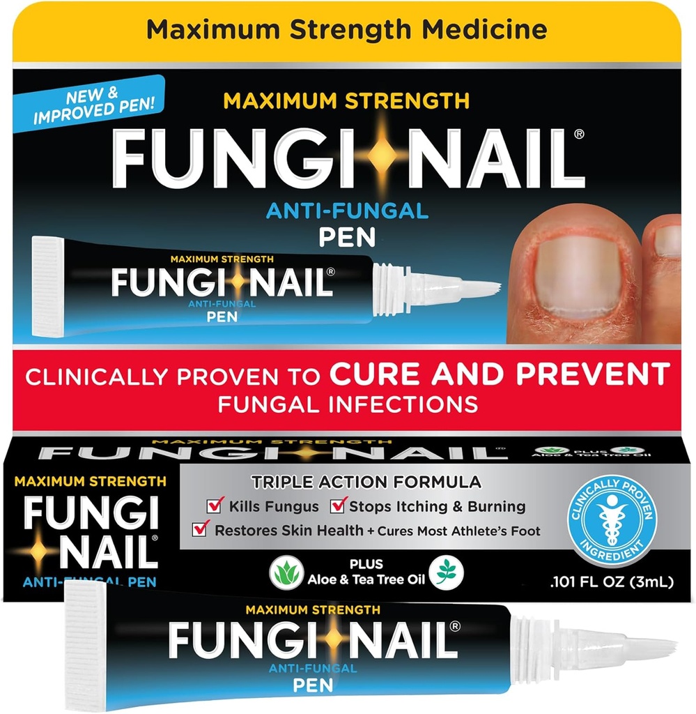 Fungi-Nail Pen Applicator Anti-Fungal Solution, Kills Fungus That Can Lead to Nail & Athlete’s Foot with Tolnaftate & Clinically Proven to Cure and Prevent Fungal Infections, 0.101 Fl Oz (Pack of 1)