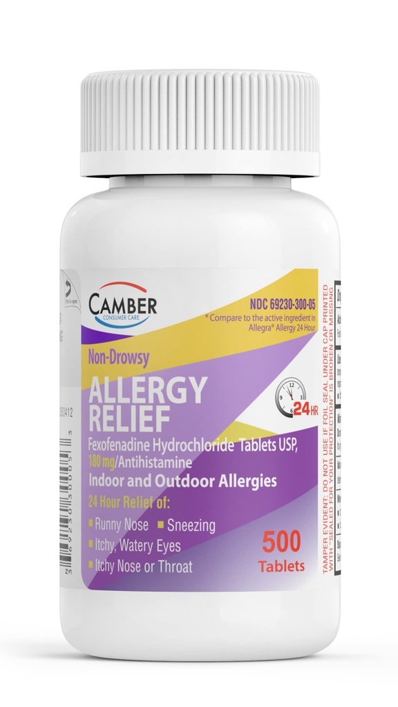 カムバー24のHrsの非眠気のFexofenadineのAntihistamineの屋内屋外のアレルギーの救助は500のカウント家族のサイズを錠剤にします