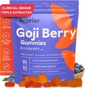 Reprise Goji Berry Superfood Gummies - All-Natural Antioxidant, Digestion, 240 mgのフルポテンシ, 低砂糖, ビーガン, 45 ブルーベリー風味のガミー
