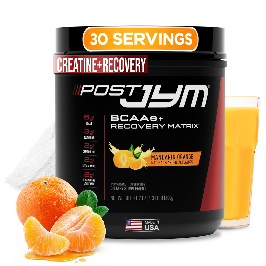 JYMの補足の科学のポストJYMの活動的なマトリックスのマンダリンのオレンジ アミノの回復粉の純粋なクレアチンHCL、BCAAの、グルタミン、カルニチン、ベタイン、強さのためのタウリン、修理、性能30のサービング