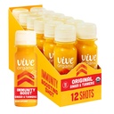 Vive Organic Immune Support Shot, Cold-Pressed Ginger, Turmeric, & Echinacea, Gluten Free, ビーガン, 免疫ブーストオリジナル, 2 Fl Oz (パック 12)