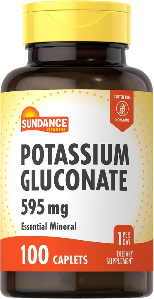 サンダンスカリウムグルコネート 595mg | 100カウント | エッセンシャルミネラルサプリメント | ベジタリアン・非GMO・グルテンフリーのフォーミュラ