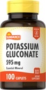 Sundance Potassium Gluconate 595mg | 100 Count | Essential Mineral Supplement | Vegetarian, Non-GMO, and Gluten Free Formula