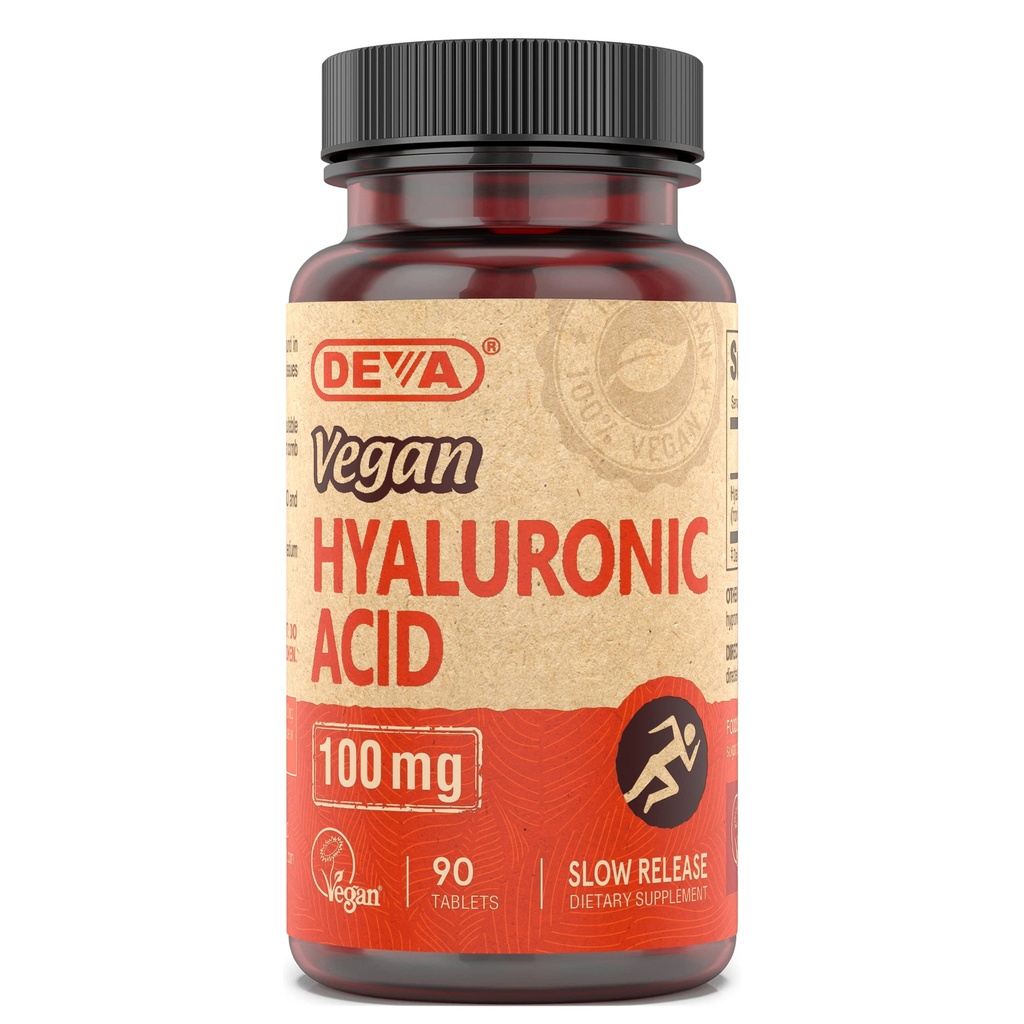 DEVA栄養ビーガンHyaluronic酸100mg - 非GMO&非Hemolytic - 90錠、1パック