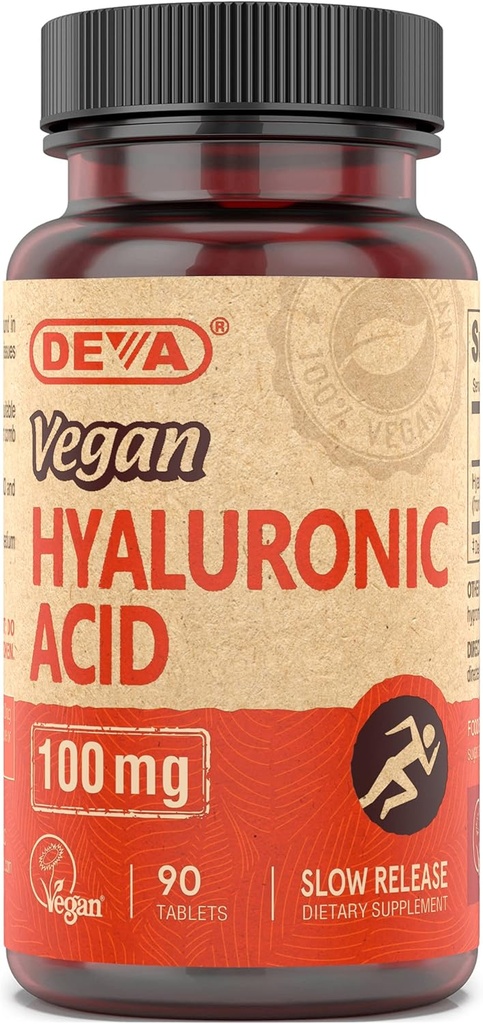 DEVA栄養ビーガンHyaluronic酸100mg - 非GMO&非Hemolytic - 90錠、1パック