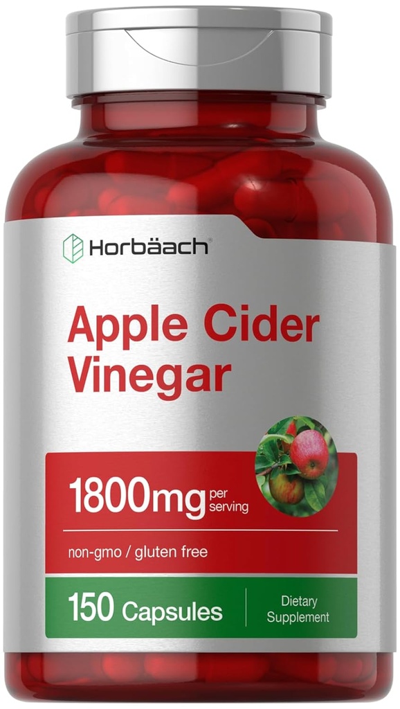 Horbäach Apple Cider Vinegar Capsules | 1800mg | 150 Pills | Non-GMO, Gluten Free Supplement