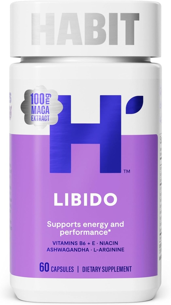 Habit Libido サプリメント (60 カプセル) - 新しいルック, マカと自然な媚薬ブレンド, Ashwagandha L-アルギニン, エネルギーとパフォーマンスをサポート, ビーガン, 非GMO (1 パック)