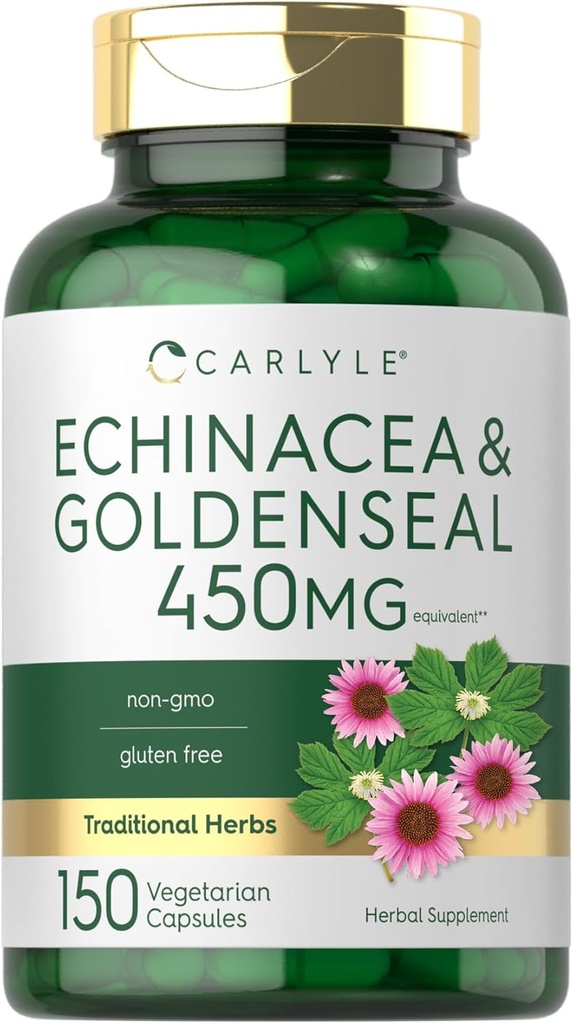 Carlyle Echinacea ゴールデンシール カプセル | 150 カウント | ベジタリアン・非GMO・グルテンフリー・グルテンフリー