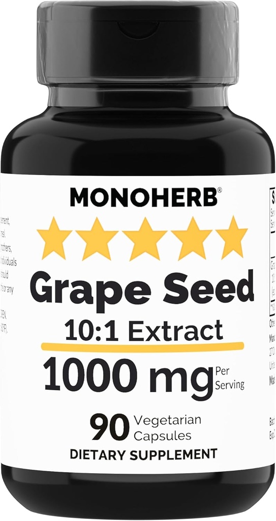 MONOHERBのブドウの種のエキス1000のmg - 90のベジタリアンのカプセル
