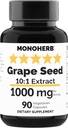 MONOHERBのブドウの種のエキス1000のmg - 90のベジタリアンのカプセル