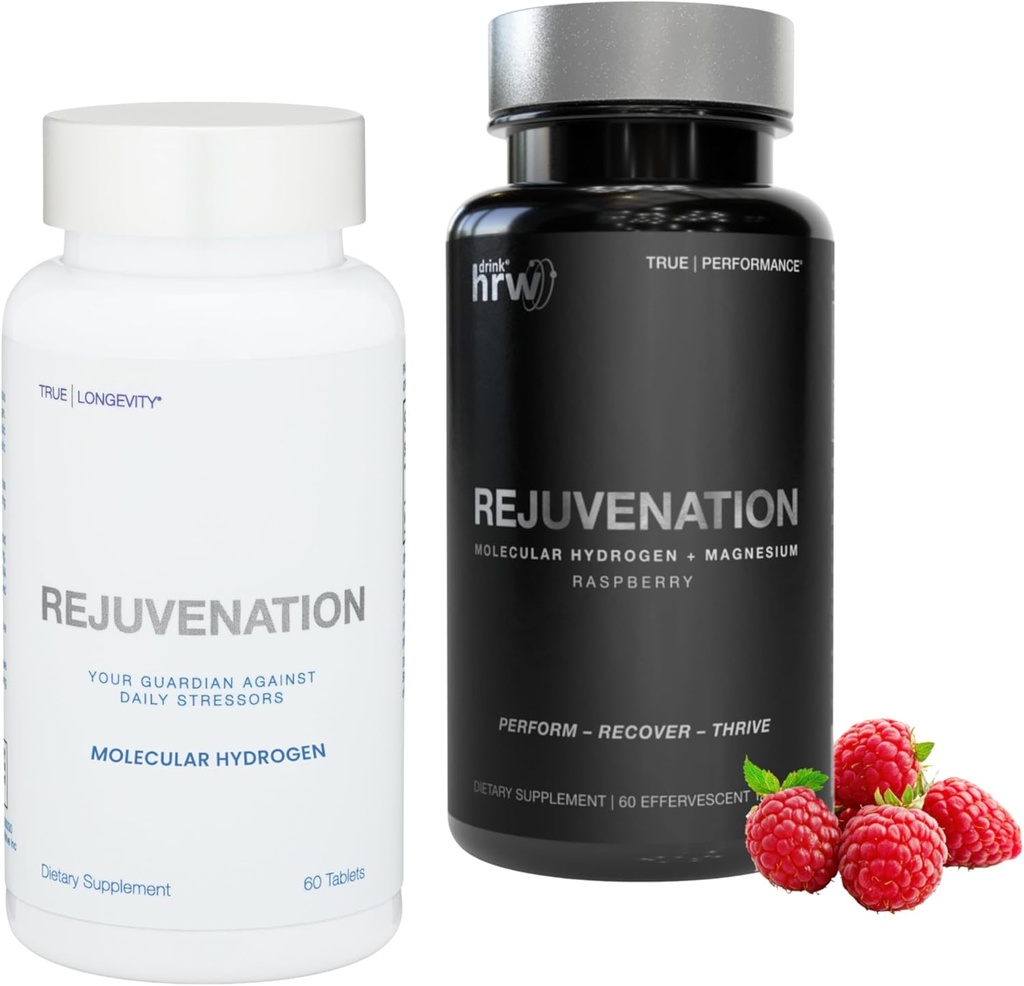 DRINK HRWの若返りのUnflavoredの分子水素水タブレット(60ct) + Rejuvenation Raspberryの分子水素水タブレット(60ct)