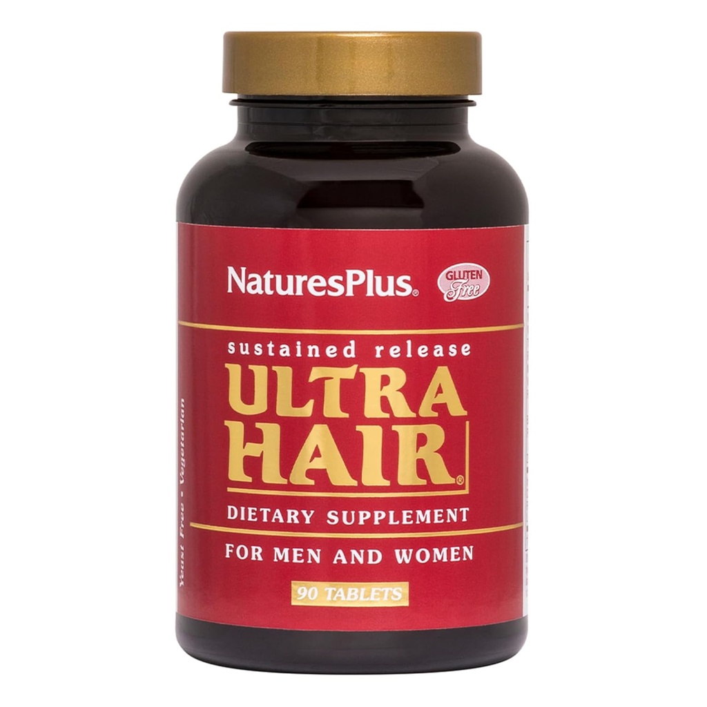 Natures Plus Ultra Hair, Sustained Release - 男性と女性のための自然な毛の成長の補足 - 90 ベジタリアンタブレット (45 人前)