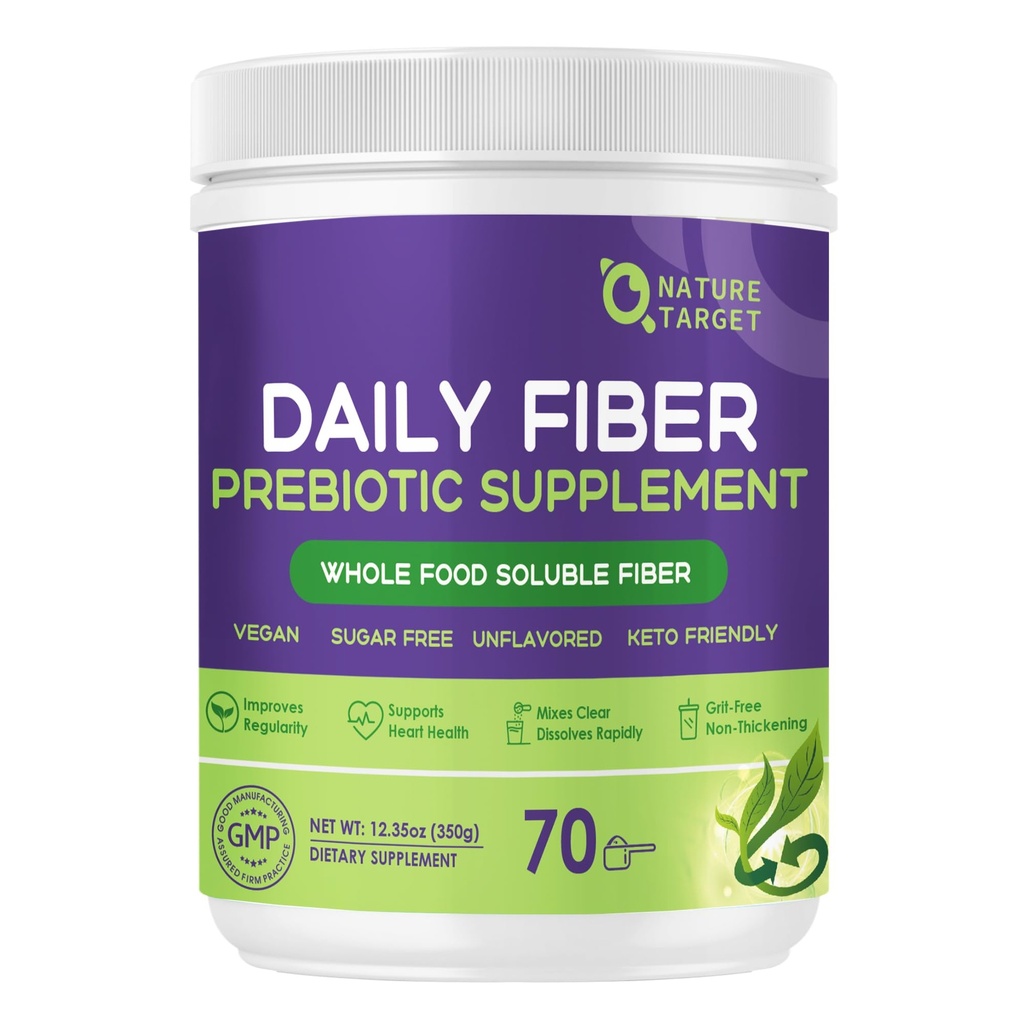 NATURE TARGETデイリーファイバーサプリメント - Gut Health、Digestive Health & Regularity、Unflavored、グルテンフリー、Keto - 70サービングのための全食品高繊維のための溶性プレバイオティックファイバーパウダー