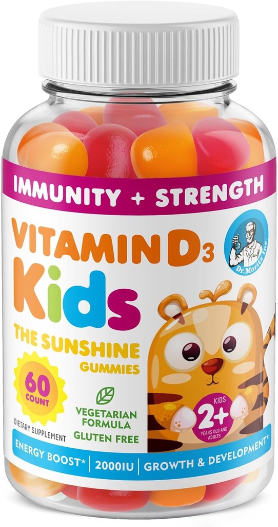 Vitamin D3 Gummies for Kids & Adults 2000 IU - High-Absorption Vitamin D Kids Gummies Supplements - Vegetarian, Immune Support D3 for Adults & Kids (60 Count)