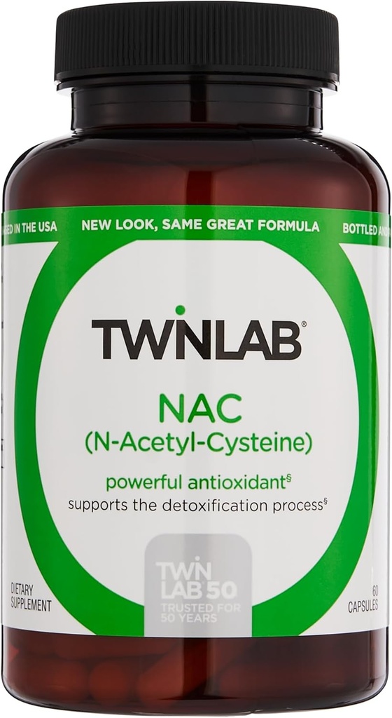 Twinlab N アセチル システイン (Nac) - 男性と女性のための抗酸化サプリメント - 600 mg、60 カプセル