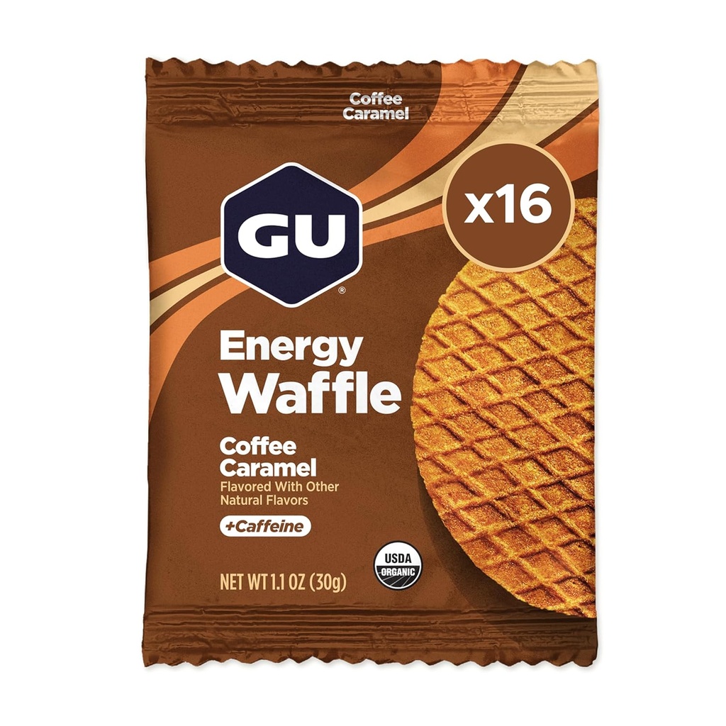 GUのエネルギーStroopwafelのCaramelのコーヒー スポーツの栄養のワッフル、含まれているカフェインおよびコーシャ酪農場、あらゆるワークアウトのためのオン・ザ・ゴーのエネルギー、16の計算