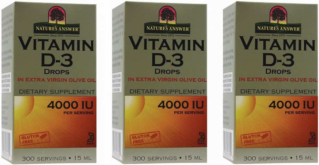 Nature's Answer Vitamin D-3 Drops 4000 LU, 0.5-Ounce, 3カウント