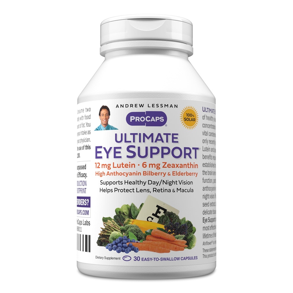 ANDREW LESSMAN Ultimate Eye Support 30 Softgels - 12mg ルテイン、6mg ゼアキサンチン、ビルベリー、眼の健康をサポートし、健康なビジョンを促進するためのキー栄養素。 添加物無し。 飲みやすいソフトジェル