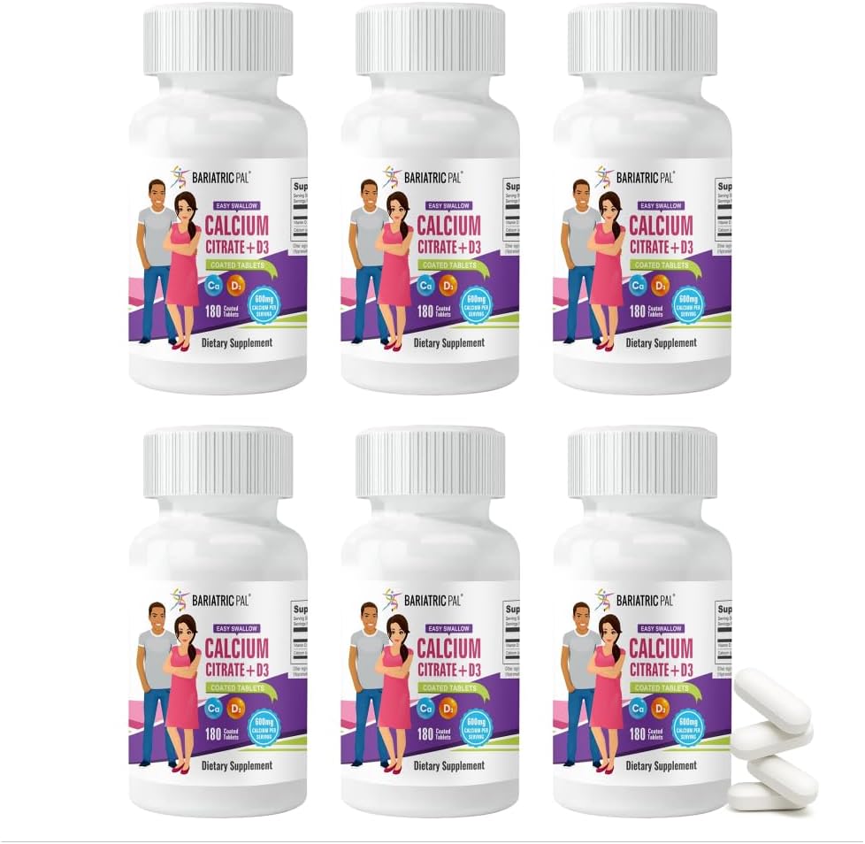 BariatricPalの容易なSwallowカルシウム クエン酸塩(600mg)およびD3上塗を施してあるタブレット(180日の供給)