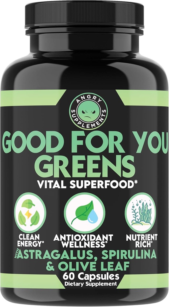 Angryは、Immeサポートブースターフォーミュラ、Astragalus Root、Olive Leaf Root Extract(1-Bottle)と注入し、グリーン、バイタルグリーンスーパーフードブレンドのために良いサプリメント