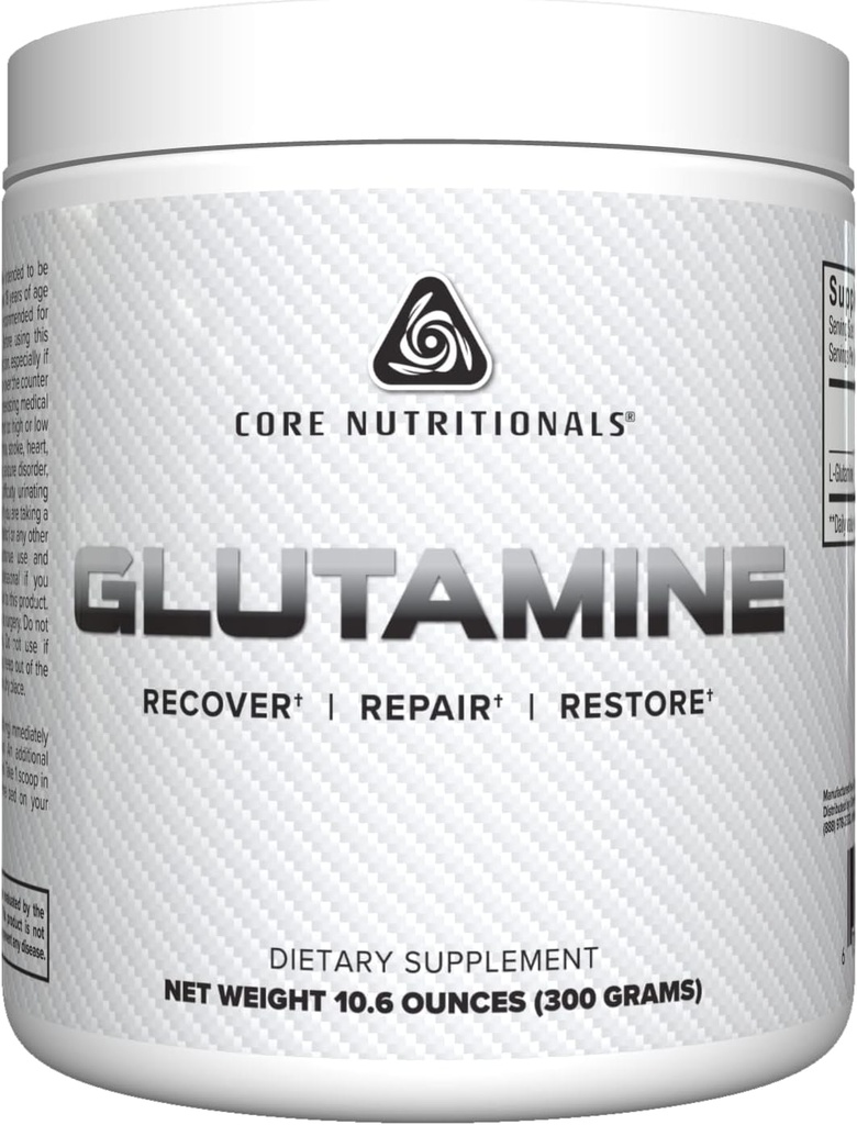 Core Nutritionals Glutamine Amino Acid | Enhance Recovery & Restore L-Glutamine Levels | Immune Support, Muscle Build, Gut Health | 60 Servings (Unflavored)
