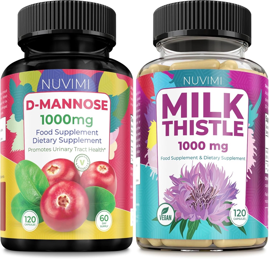D Mannose 1000 mg & Milk Thistle 1000 mg 120 Capsules Each