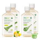 AloeCure有機アロエベラジュース - 4ボトルサンプルパック - レモン&ナチュラルフレーバー、4x500ml