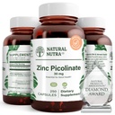 自然なNutra亜鉛ピコリン酸塩30のmg、二重強さ、未加工および純粋、成長および免疫サポートのための非常に生物利用できる補足、助けはMetabolicシステム、減少の共通の風邪250のカプセルを支えます
