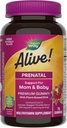 Nature’s Way Alive! Prenatal Premium Gummy Multivitamin, High Potency Folate, Plant-Based DHA, Vegetarian, Strawberry and Lemon Flavored, 75 Gummies