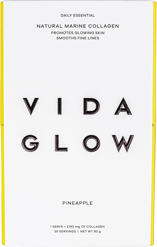 Vida Glow - 天然加水分解マリンコラージュのこぎり | 輝く皮膚を促進 + 微小な線をスムース(パイナップル、30サチェット)