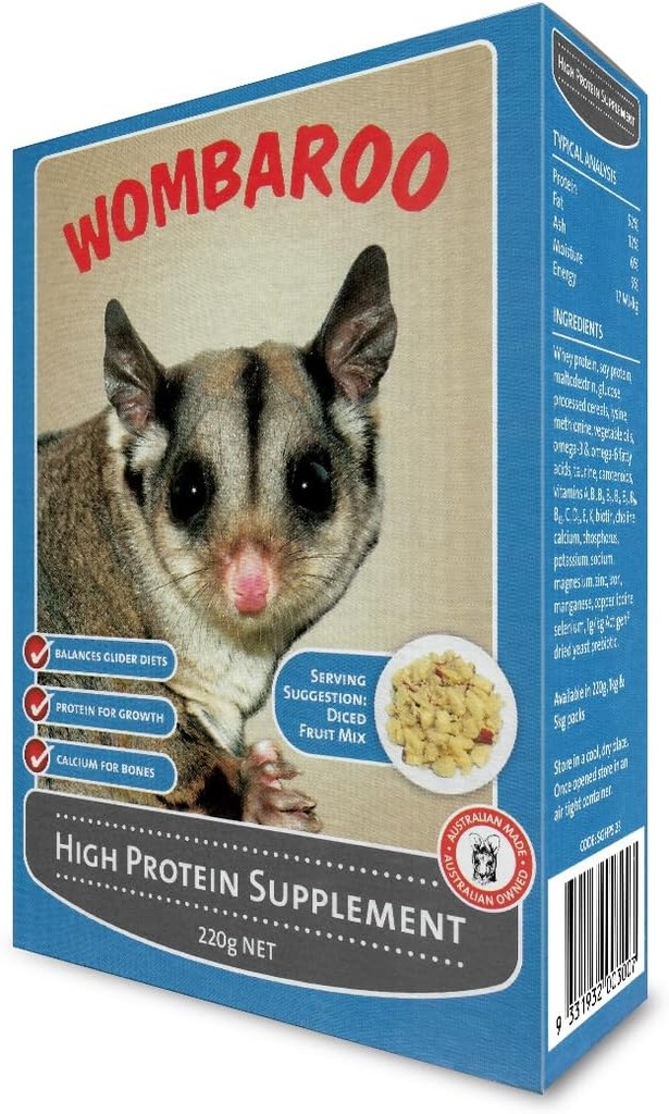 Wombaroo High Protein Supplement for Sugar Gliders and Flying Squirrels, Instant HPW - 7.7 Ounces (220 Grams)