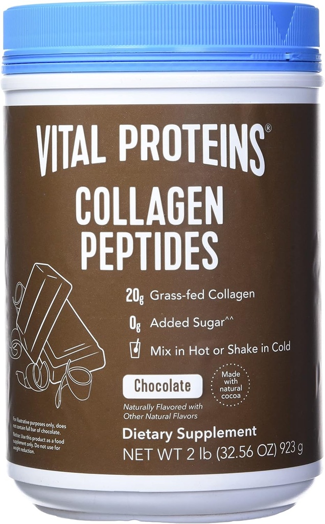 Vital Protein Collagen Peptides, Pasture Raised, Grass Fed, Paleoフレンドリー, Gluten / Zero Sugar Dairy 無料, チョコレート, 32.56 Oz