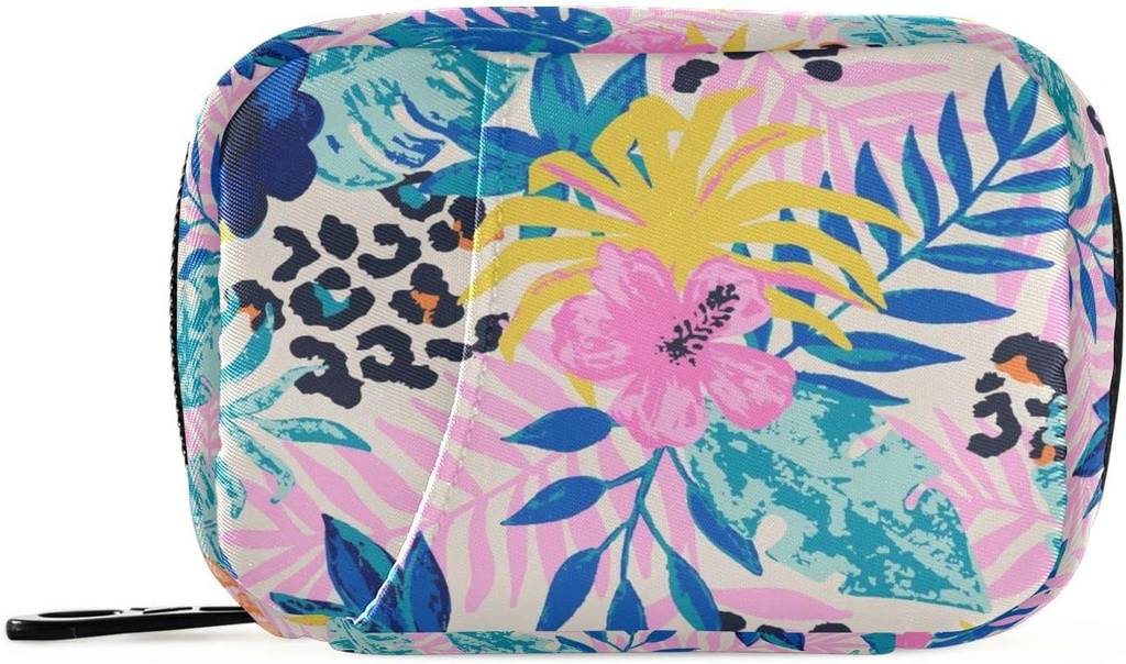 ピルオーガナイザーヒョウスポットパームはピルボックス7日ピルケースバッグ旅行ピルオーガナイザーバッグジッパーポータブルウィークリーケースビタミンサプリメントホルダーのためのコンパクトサイズ