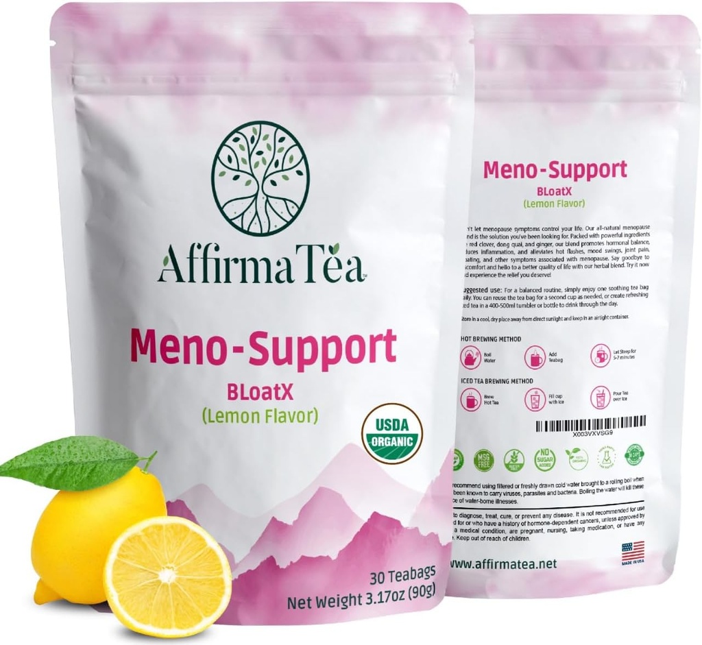 Meno-Support BloatXの有機性更年期の救助:バランス及びサポート熱いフラッシュ、ホルモン、気分の振動、夜に汗をかき、及び黒いCohosh、赤いクローバー及びドン・キーと浮上。 天然フレッシュレモン風味。