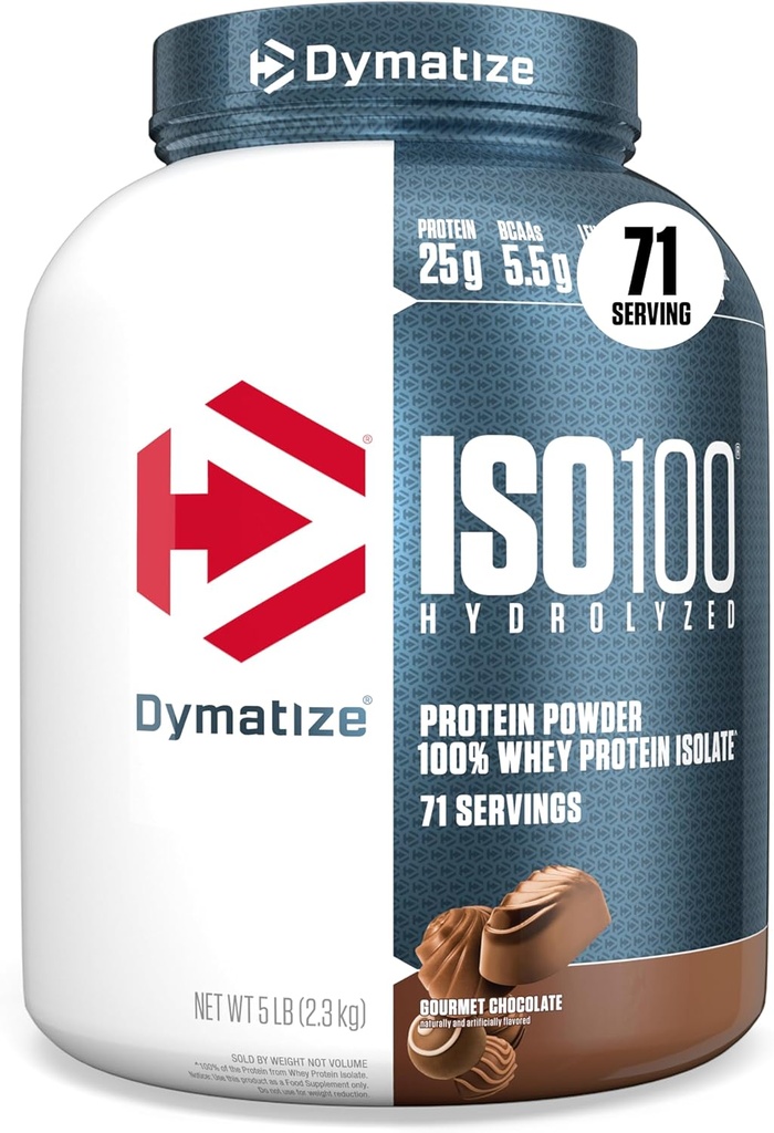Dymatize ISO100の乳白色蛋白質の粉の隔離剤、グルメ チョコレート、蛋白質の25g、5ポンド、5.5g BCAAsのより少し120 Cal。、グルテンフリーのグルテン、1g脂肪、1g砂糖、2g Carb (71のサービング)