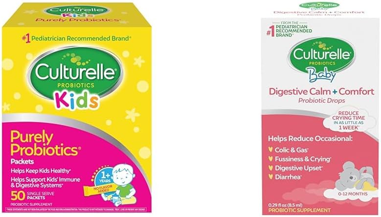 Culturelle Kids Probiotics for Immune & Digestive Support, 50 カウント & ベビーカーム & コンフォートドロップ 0-12 ヶ月, 0.29 オンス
