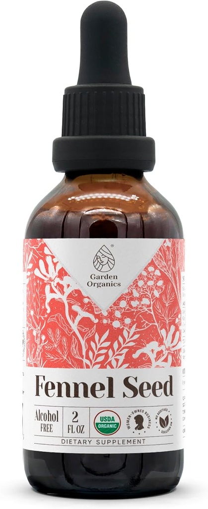 フェンネル種子 USDA オーガニック アルコールフリーエキス | 栄養補助食品、高周波焼入れ | 天然認定有機フェンネル(Foeniculum vulgare) 乾燥種子 2oz