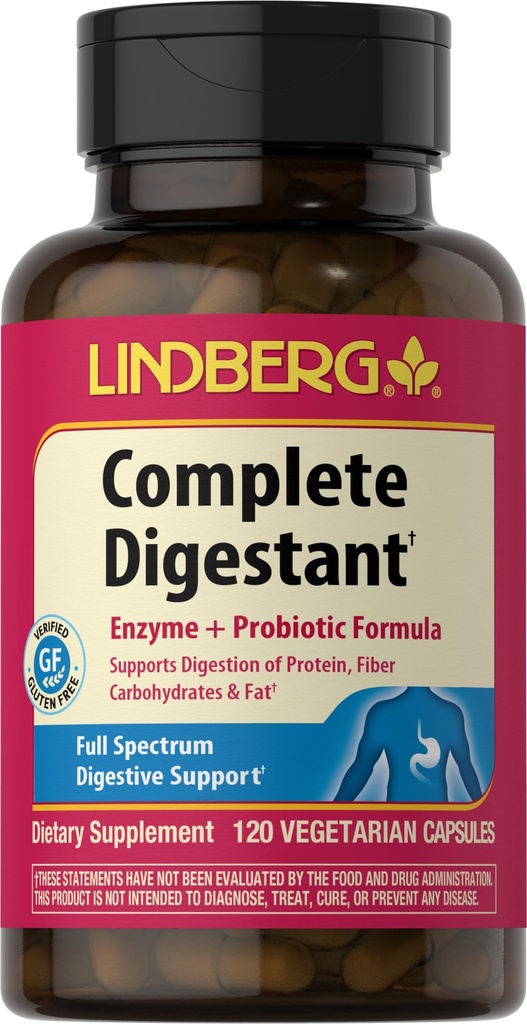 Lindbergは、パンクレアチンとベタ塩酸塩、120カプセルの完全消化剤マルチ酵素式を完了