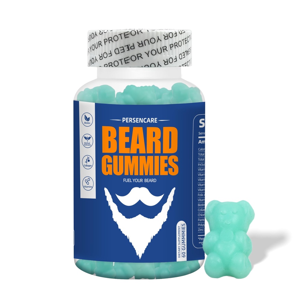 男性のための大きいひげの成長のGummy、60のブルーベリーは10K MCGのBiotin B12のコラージュおよびエリートのひげ付き毛の手入れをするNutrients及びビタミンと、より強く、より長く、より厚く及びより完全なひげを育てます