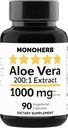 MONOHERBアロエベラ1000mg - 200x抽出物 - 90カプセル