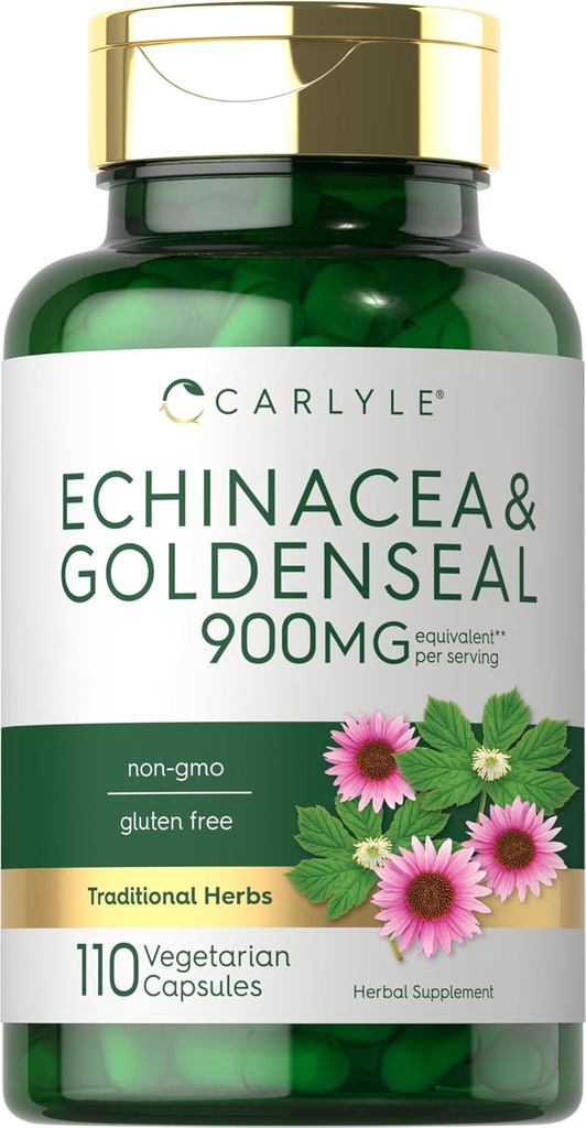 Carlyle Echinacea ゴールデンシール カプセル | 110 カウント | 900mg | ベジタリアン・非GMO・グルテンフリー・グルテンフリー対応カプセル