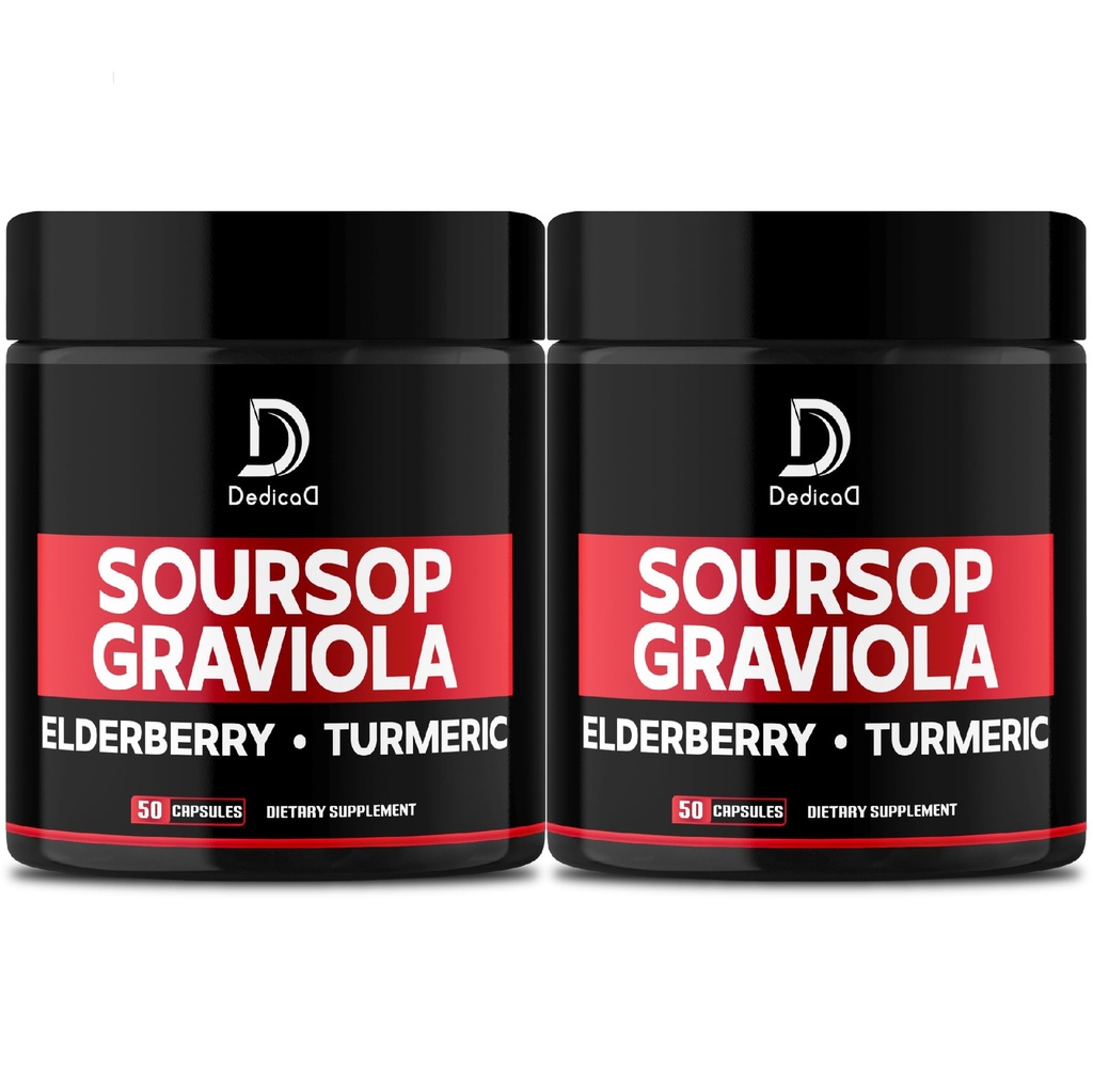 Graviola Soursopはカプセルを残します - 2は100日の供給のための50のカプセルを- 11in1詰めます エルダーベリー、ターメリック、ジンジャー、ミルクアザミ、クランベリー、その他 - 気分、免疫、体の健康をサポート