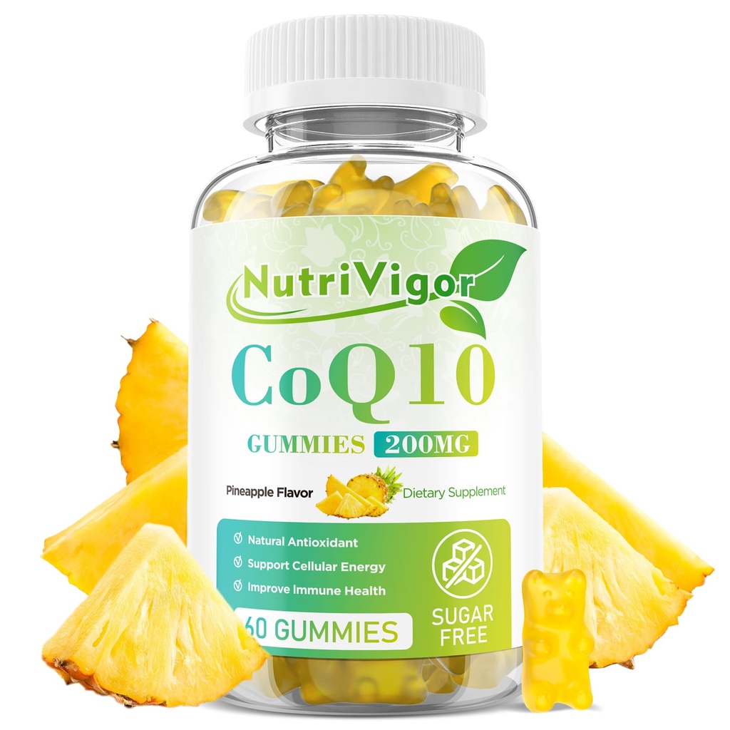 CoQ10のグミー、コエンザイムQ10の補足200のmg、細胞エネルギーおよび免疫の健康、完全菜食主義者、グルテンフリー、パイナップルの味、60の計算のための高い吸収のCoQ10の補足